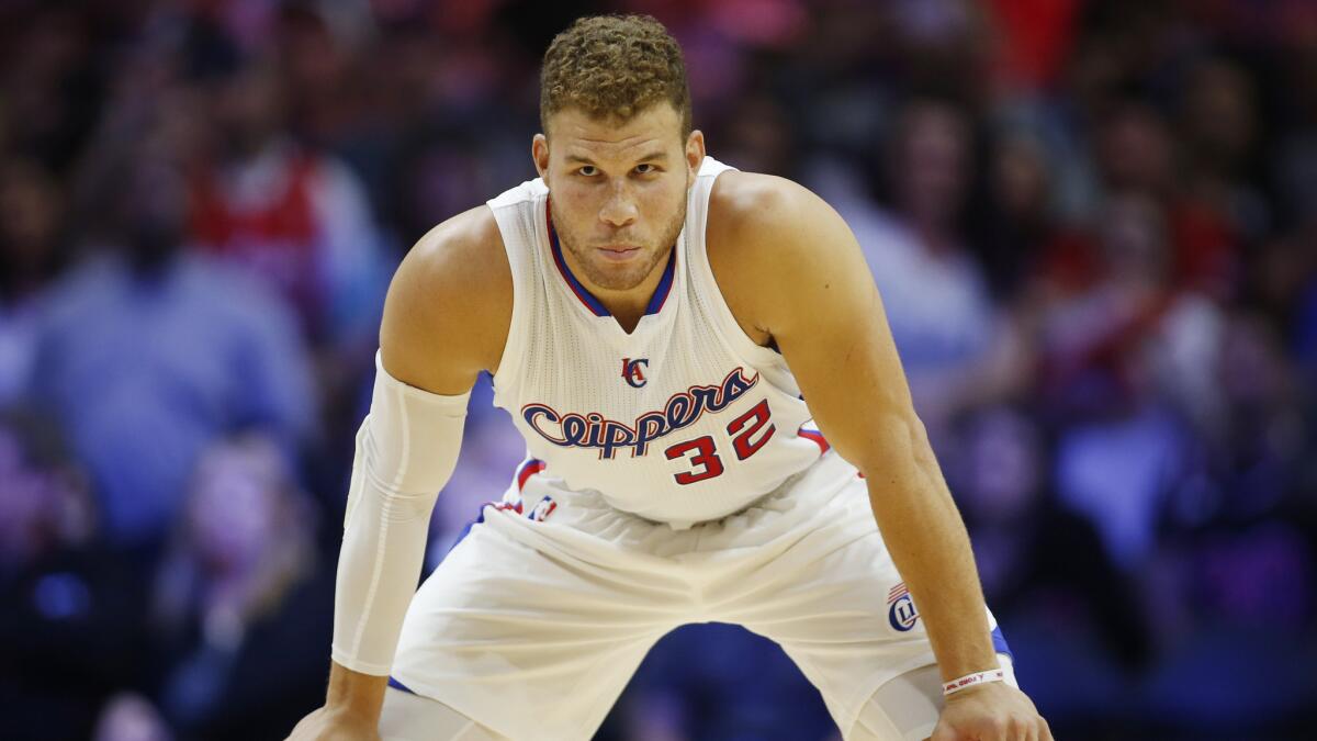 Clippers power forward Blake Griffin stands on the court at Staples Center before Tuesday's loss to the Golden State Warriors.