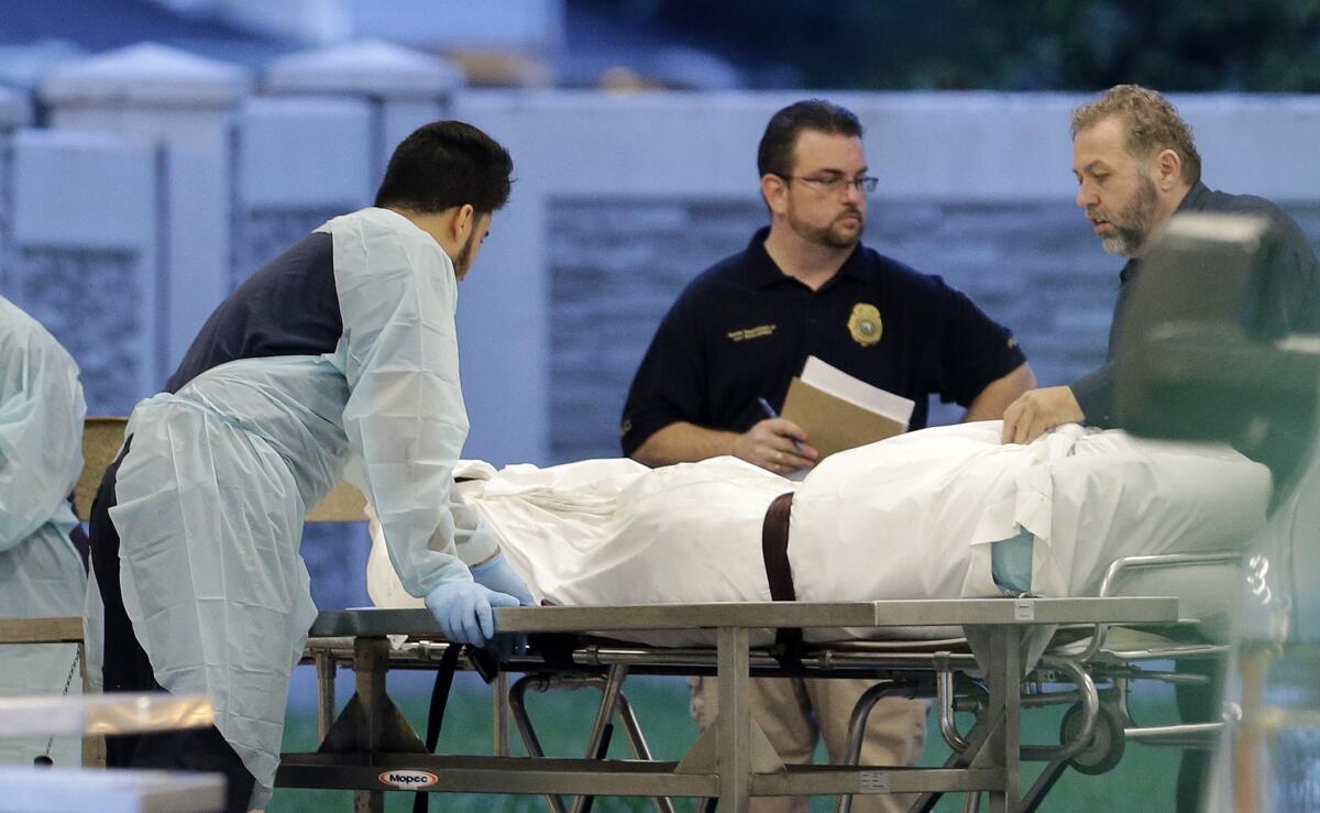 The body of one of the Orlando massacre victims arrives at the Orange County, Fla., medical examiner's office on June 12, 2016.