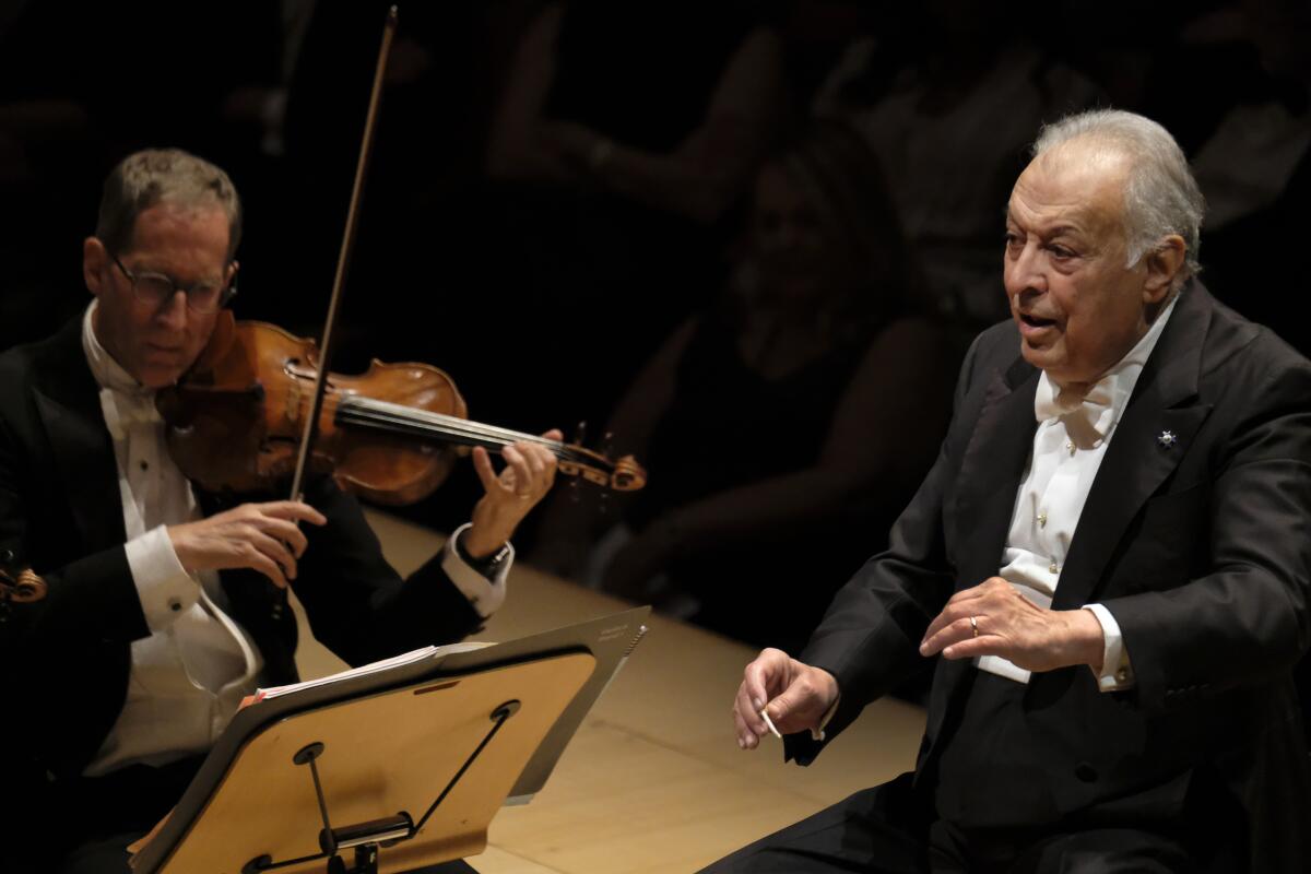 Zubin Mehta conducting at Walt Disney Concert Hall in October. The L.A. Phil's conductor emeritus will follow his New Year's Eve program with Mahler and Wagner programs over the next 10 days.