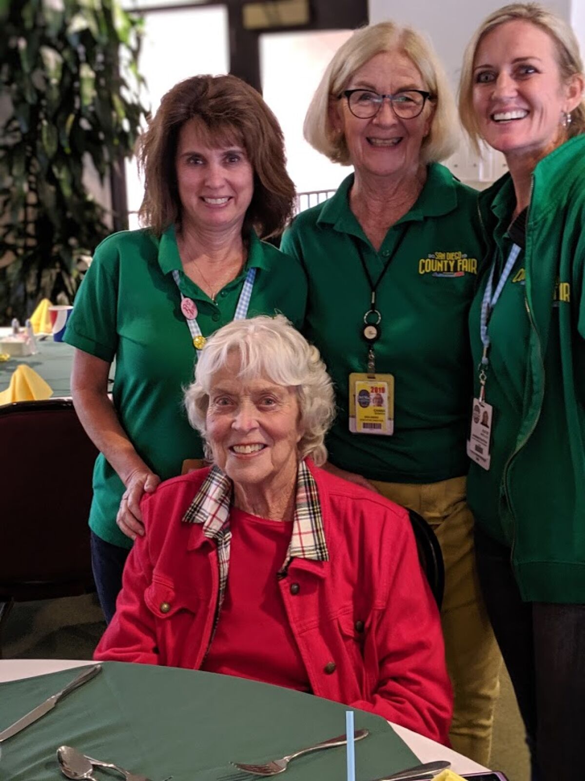 Seated: Jill Coughlin. Standing: Jackie Esheby, exhibit director; Don Diego Scholarship Foundation Executive Director Chana Mannen, who created Plant*Grow*Eat; Katie Mueller, Del Mar Fairgrounds deputy manager.<br>