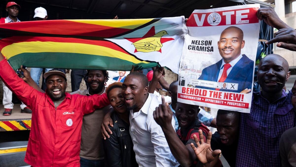 Supporters of Nelson Chamisa and the Movement for Democratic Change Alliance claimed victory Tuesday in Harare.