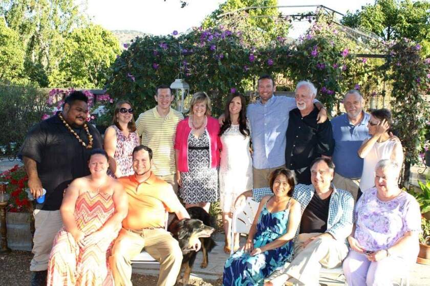 Nate Soroko, far left, with his family at Brady Grover's wedding.
