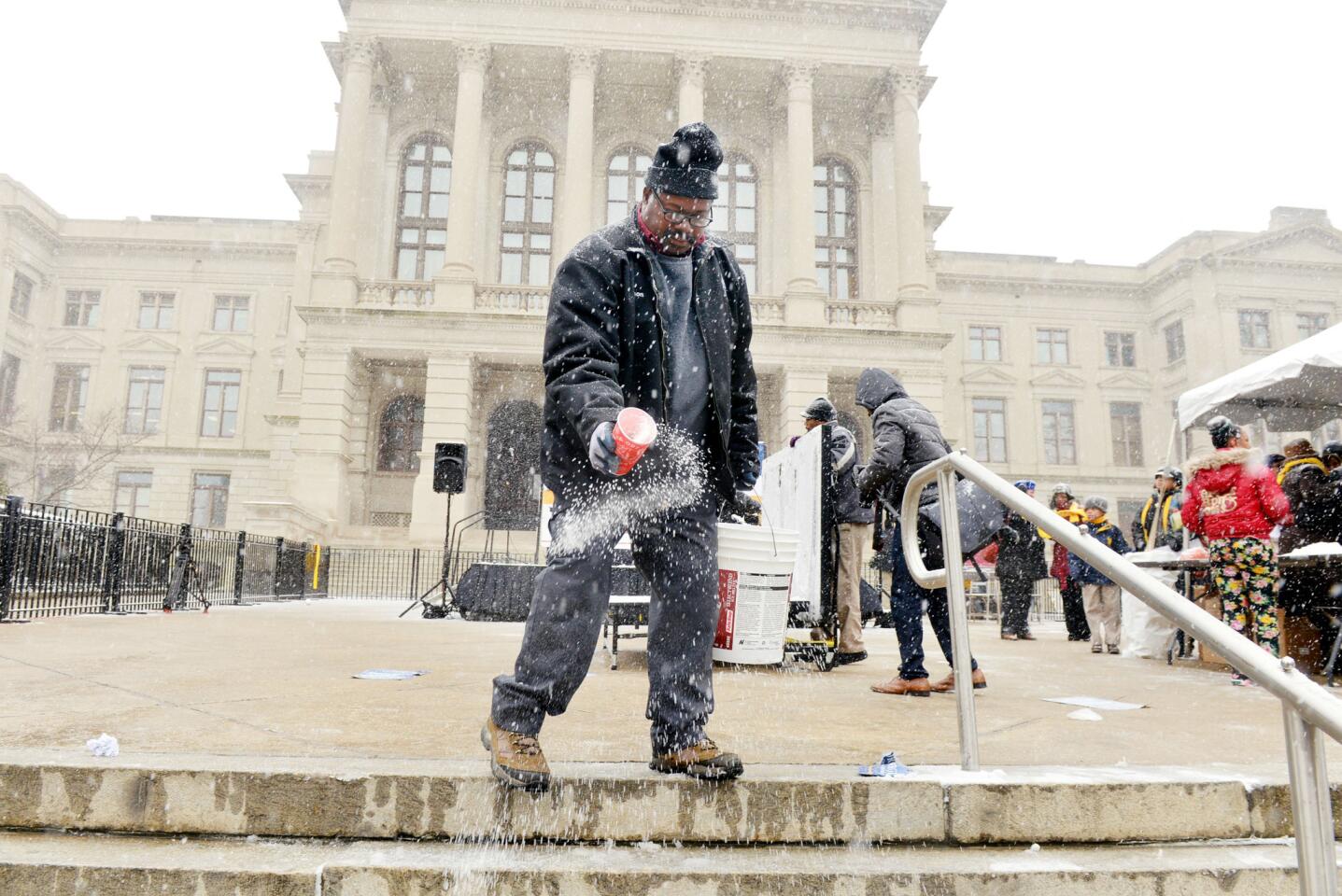 Salting the steps of the Capitol