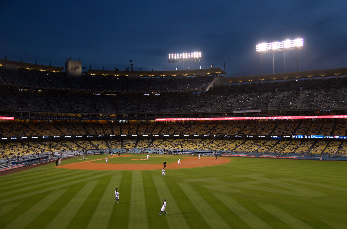 The Dodgers play the Washington Nationals at Dodger Stadium on April 10.