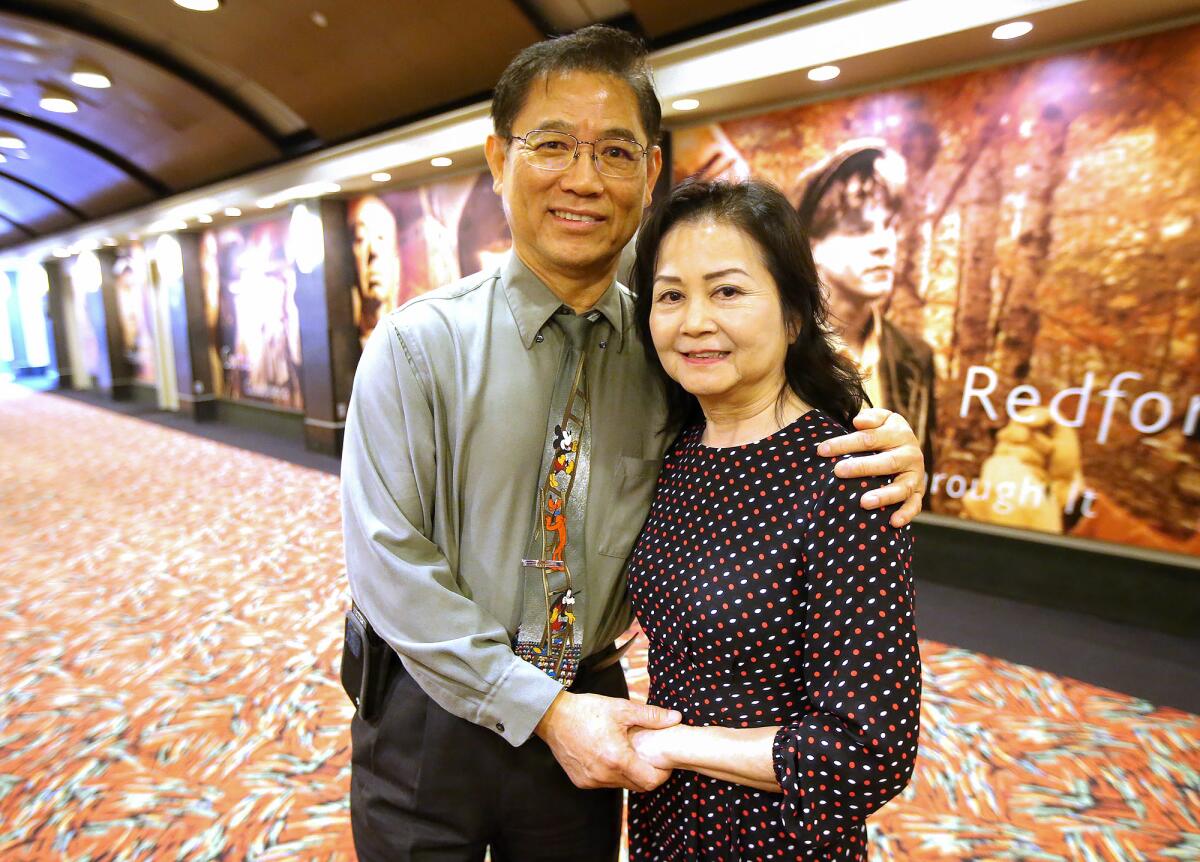 Paul and Millie Cao at the AMC Orange, where "Walk Run Cha Cha" screened as part of the 2019 Viet Film Festival.