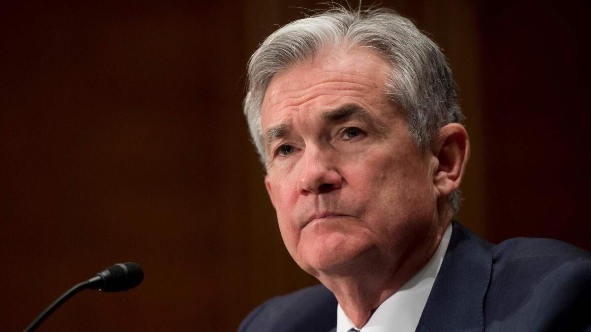 Federal Reserve Chairman Jerome H. Powell testifies during a Senate hearing on March 1.