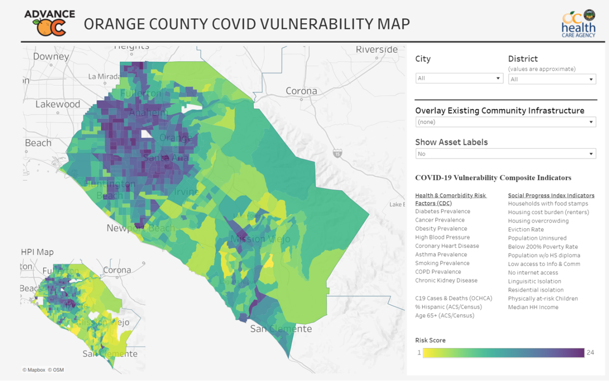 A screenshot of the Orange County Equity Map. 