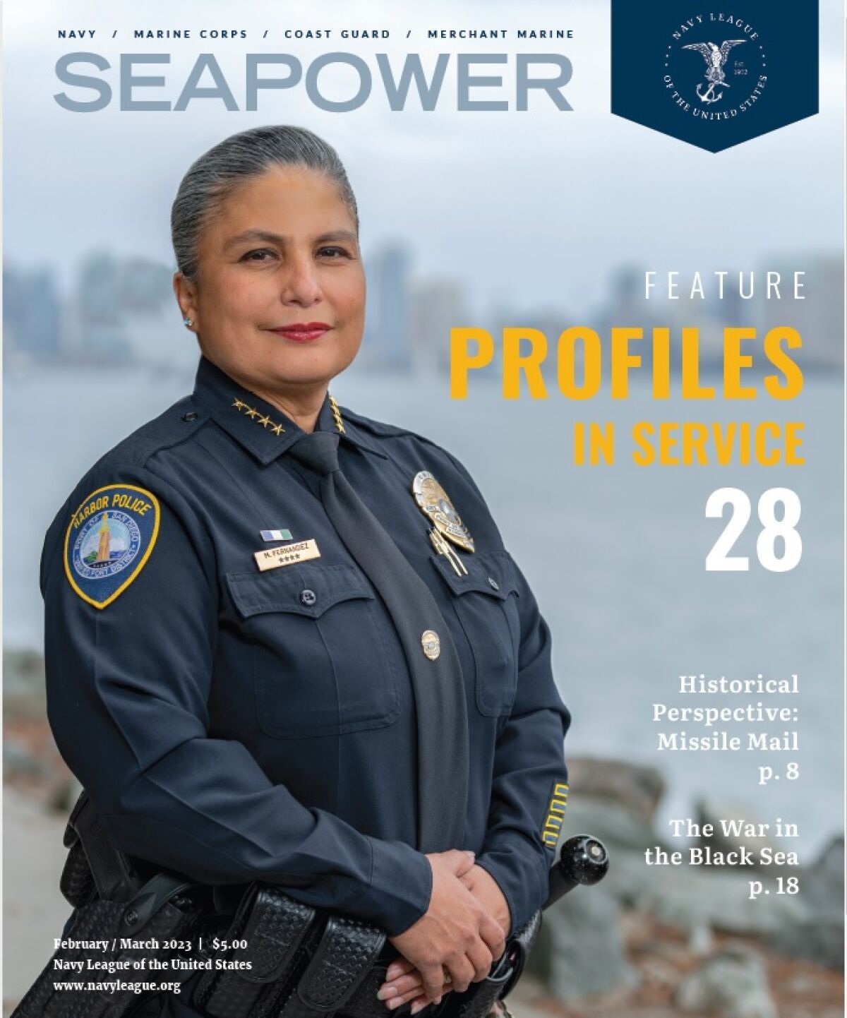 This February-March U.S. Navy League magazine, Seapower, profiles Magda Fernandez, first local Latina police chief.