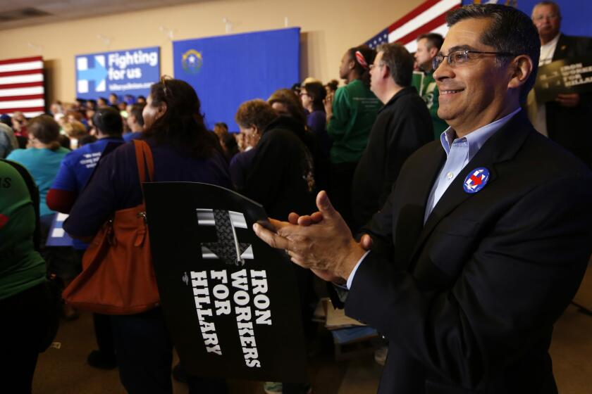Rep. Xavier Becerra (D-Los Angeles) attends a Hillary Clinton rally at Painter's Hall in Henderson, Nev.