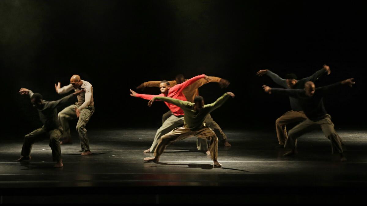 Alvin Ailey American Dance Theater performs "Uprising" at the Dorothy Chandler Pavilion.