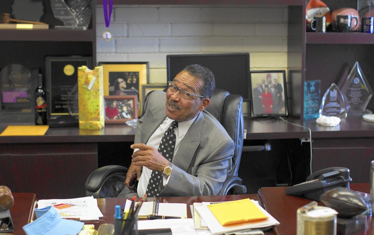 Los Angeles City Council President Herb Wesson after receiving a congratulatory phone call the day after he was elected to a third term.