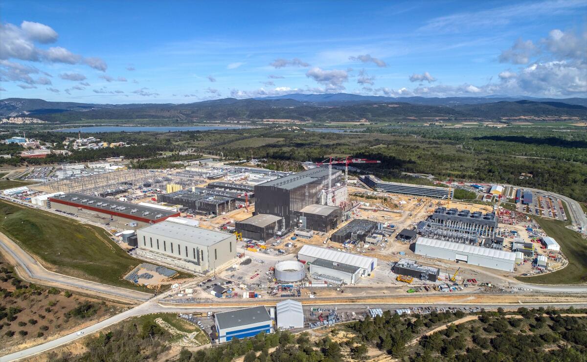 Construction of the ITER nuclear fusion project outside the town of Cardarache, France in May 2021.