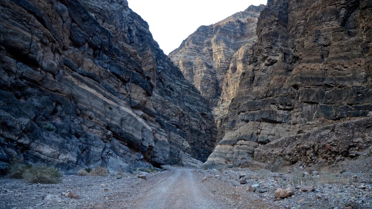 Roads don't get much more rugged than Death Valley's Titus Canyon Road, which features several tight squeezes in narrow canyons and several dramatic switchbacks as well.