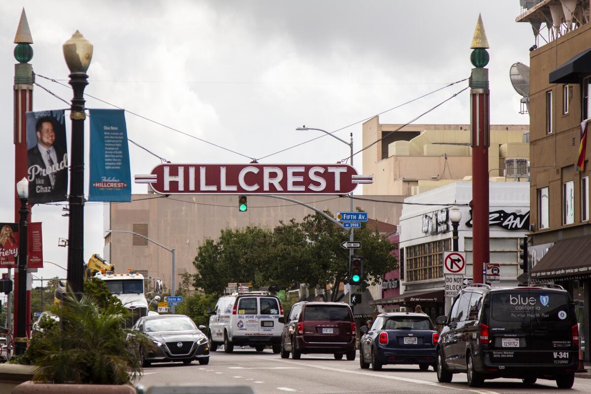 A view of the Hillcrest sign.
