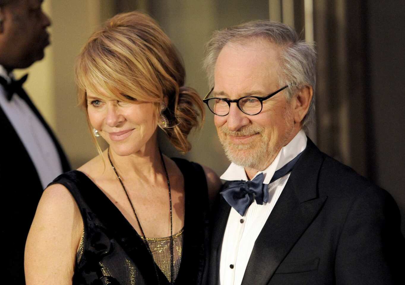 The director, with his wife, saw his film "War Horse" nominated for best picture.