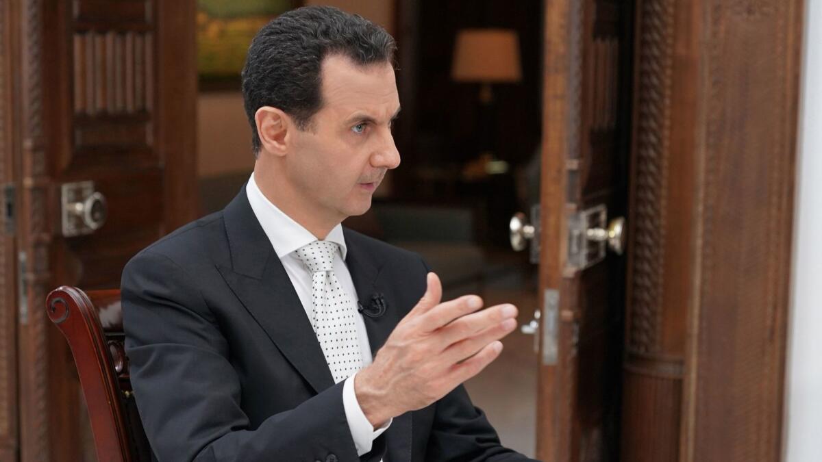Syrian President Bashar Assad speaks during an interview on May 10.