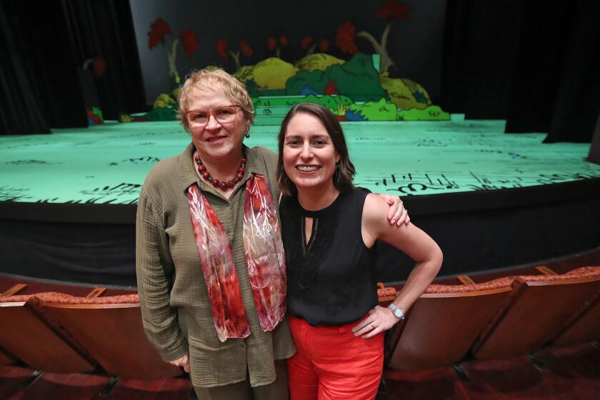 Paula Tomei and Suzanne Appel at the stage of "The Little Shop of Horrors" at South Coast Repertory in Costa Mesa.