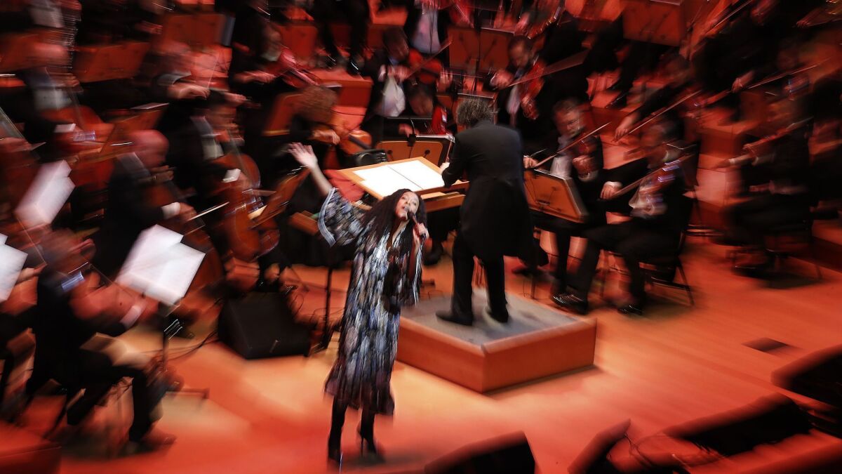 British singer-songwriter Corinne Bailey Rae performs with Gustavo Dudamel and the L.A. Phil in September as the symphony kicked off its centennial season with a "California Soul" gala at the Walt Disney Concert Hall in downtown Los Angeles.