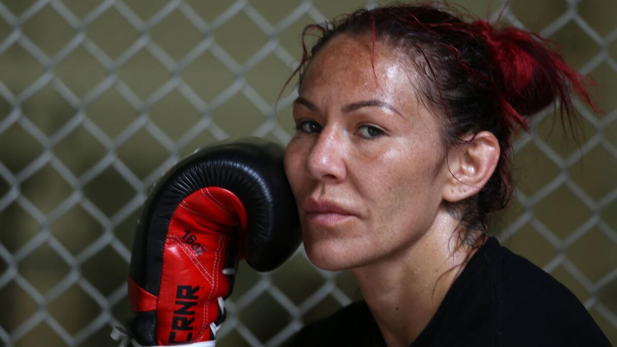Cris "Cyborg" Justino, shown in July, weighed in at the featherweight limit of 145 pounds Friday for her fight with Holly Holm on Saturday.