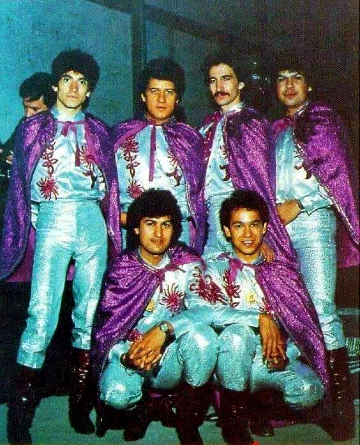 Los Bukis in their stage costumes in 1982.