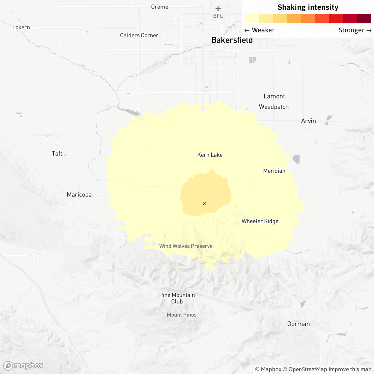 Map of 3.6 earthquake