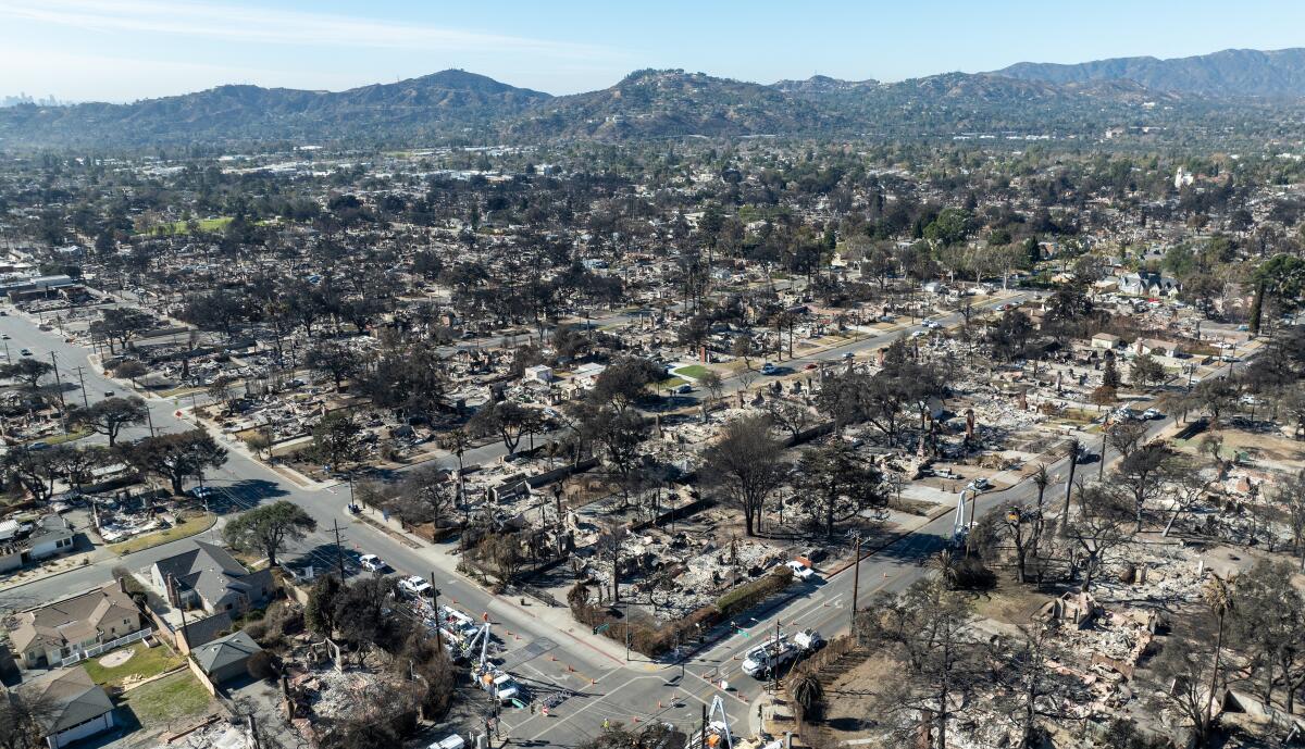 An aerial view of western Altadena.