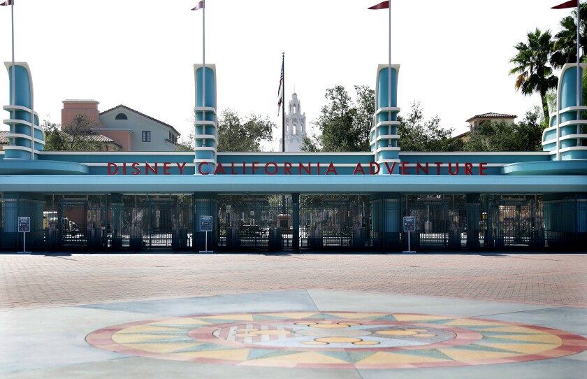 Gates are barred at a Disneyland entrance.