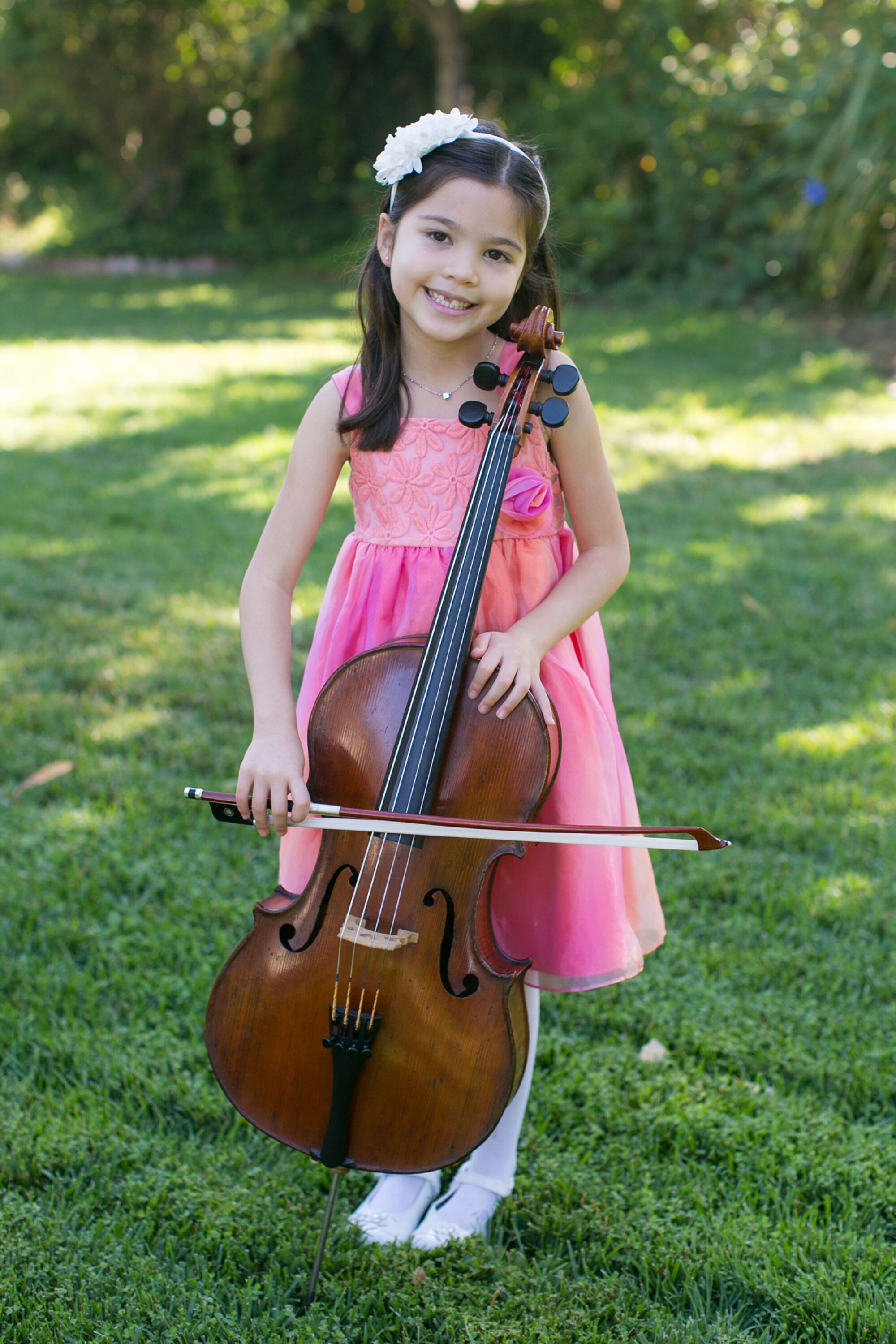 Starla Breshears at age 6 with the Bernardel cello.