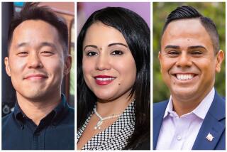 From left, California’s Assembly District 54 race candidates John, Yi, Elaine Alaniz and Mark Gonzalez.