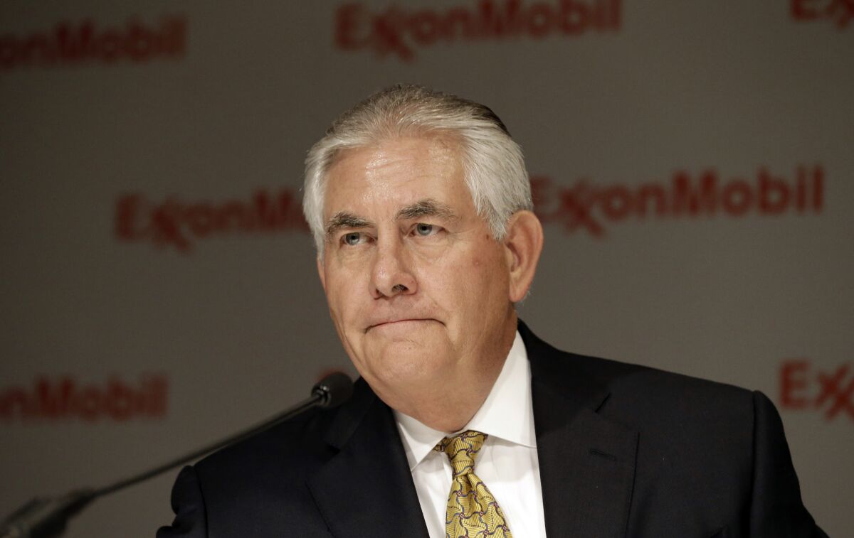 A head-and-shoulders image of former Exxon Mobil CEO Rex Tillerson 