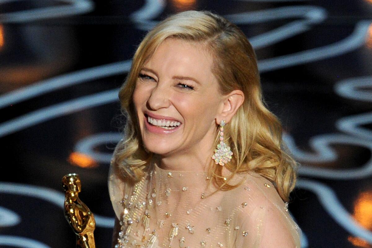 Actress Cate Blanchett accepts the award for best actress for her role in 'Blue Jasmine.'