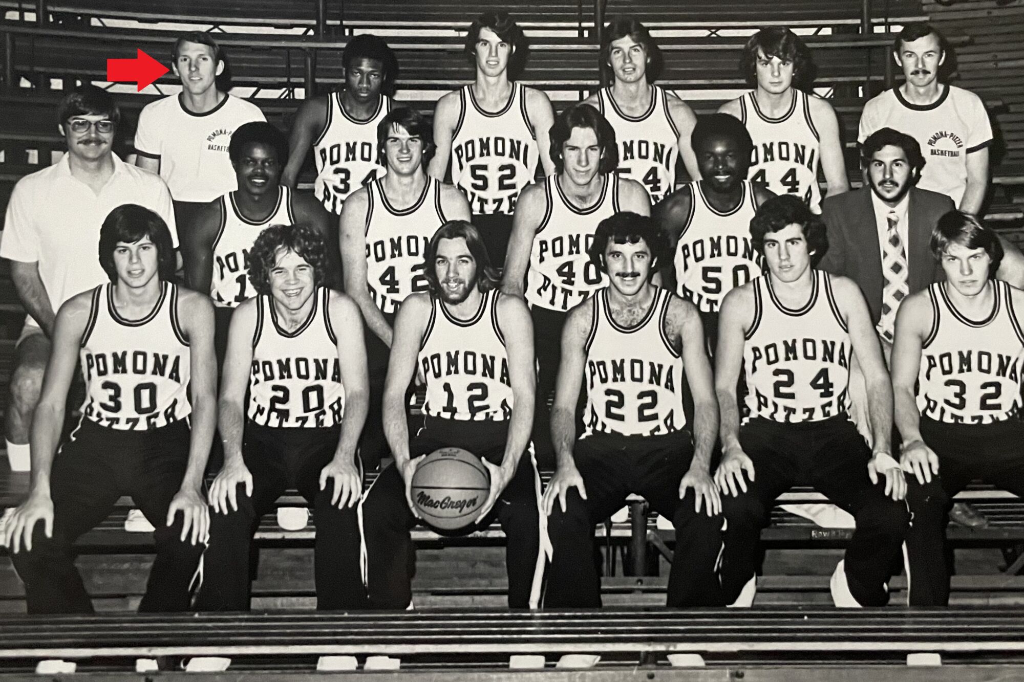 Gregg Popovich, top row, left, went 2-22 as a first-year Pomona-Pitzer coach in 1979-80.
