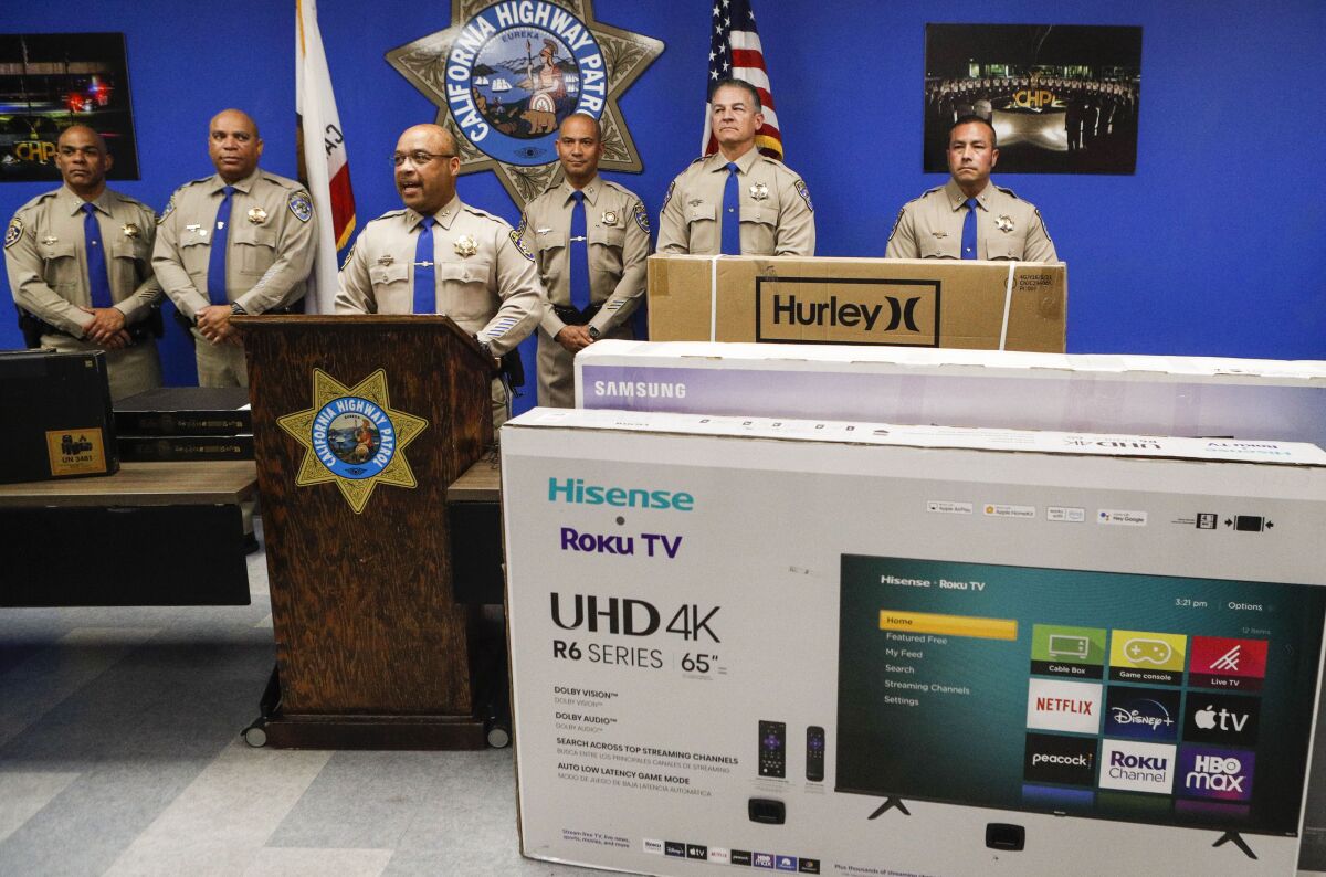 CHP Border Division Chief Tommie Cocroft speaks during a news conference at CHP Border Division on Friday