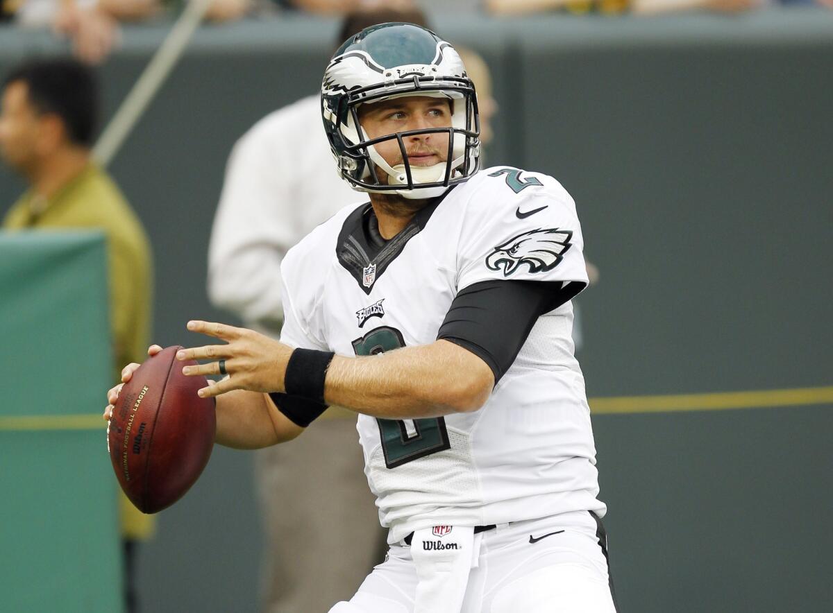 Quarterback Matt Barkley warms up before a preseason game between the Eagles and the Packers.