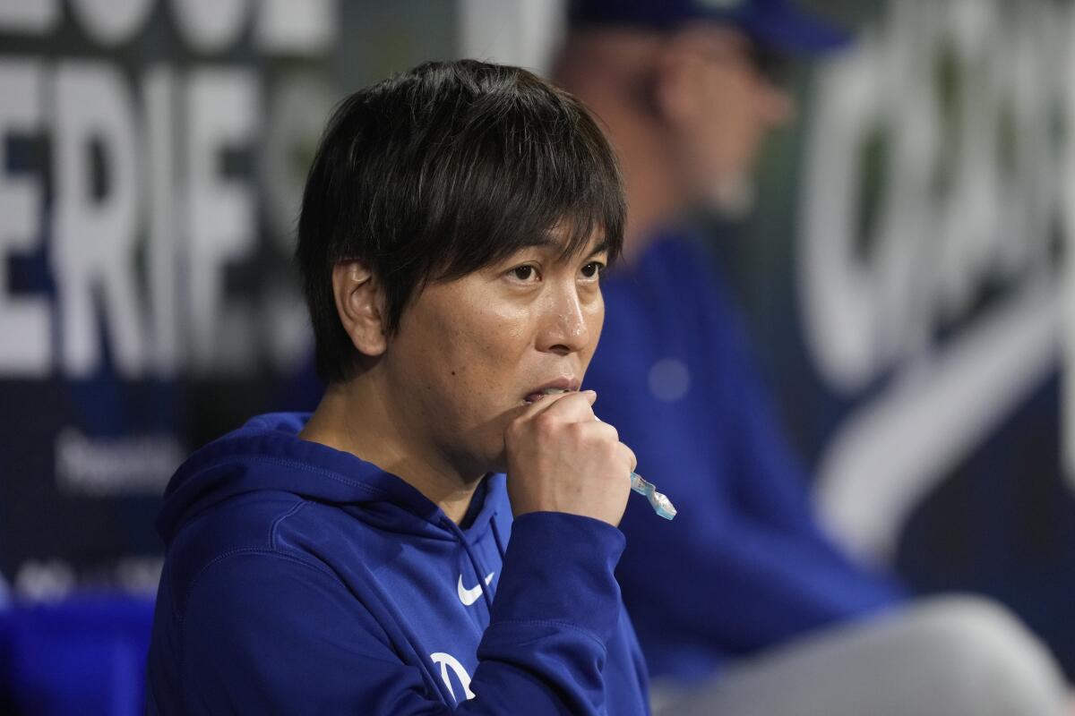 Ippei Mizuhara, intérprete del bateador designado de los Dodgers de Los Ángeles Shohei Ohtani 