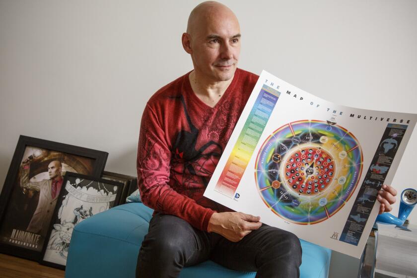 Grant Morrison displays a map of the Multiverse.