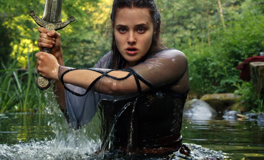 Katherine Langford is shown in a scene from Netflix series "Cursed"