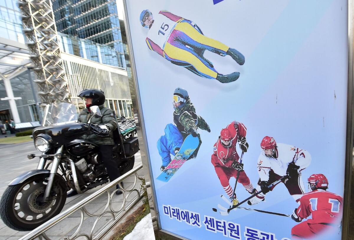 A sign for the 2018 PyeongChang Winter Olympics in Seoul.