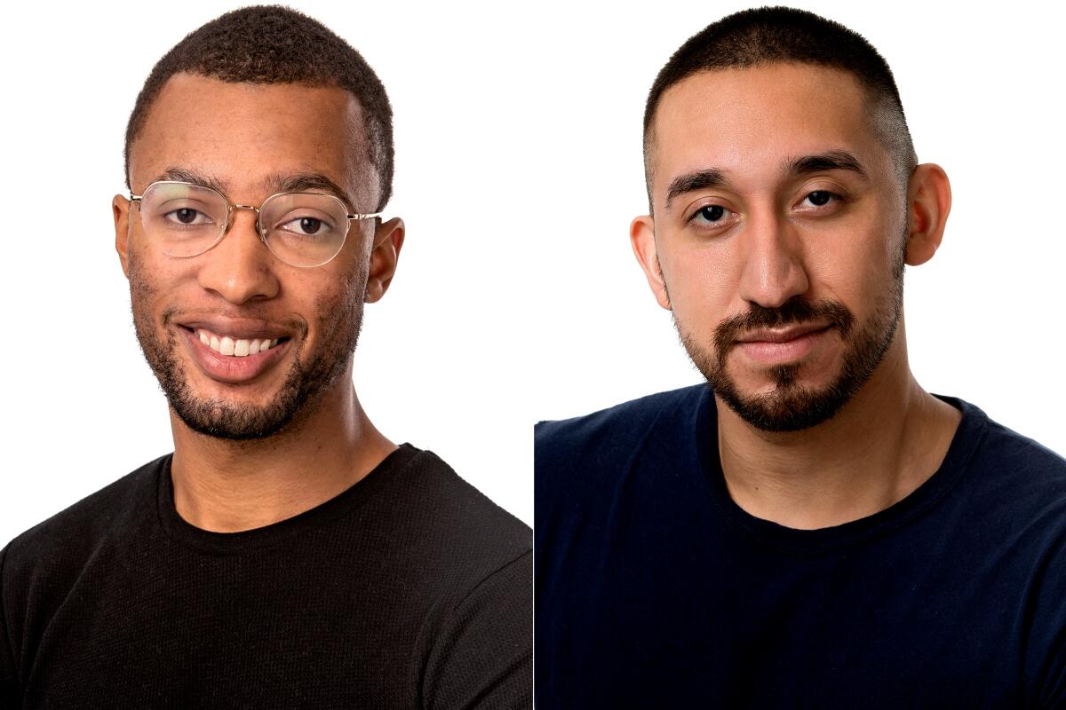 The head shots of two people.