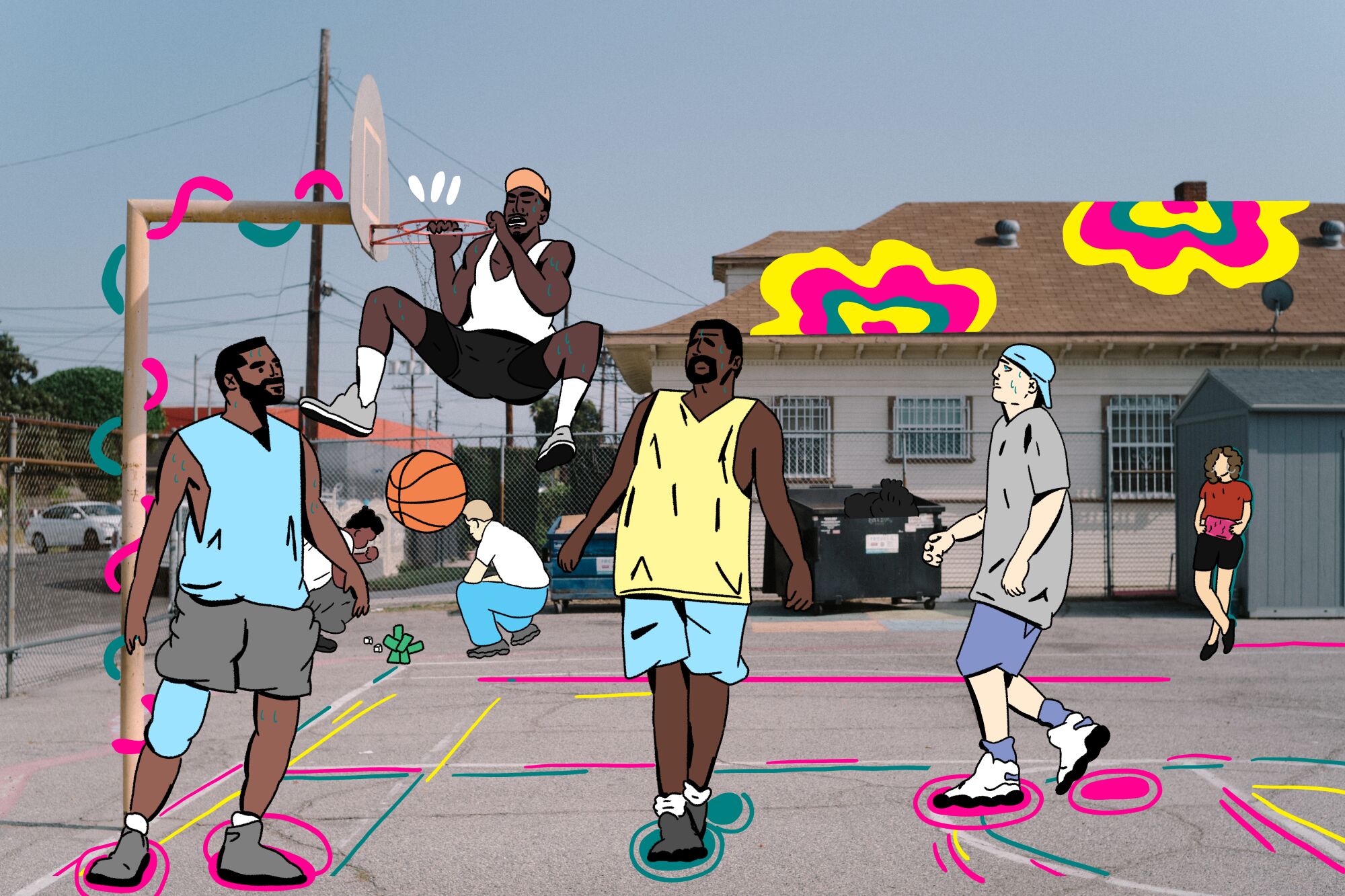 White Men Can't Jump Illustrations by Micah Fluellen / Los Angeles Times Photos by Jacob Moscovitch