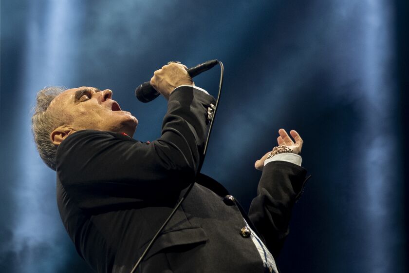 Pasadena, CA - May 14: Morrissey performs at the Cruel World festival at Rose Bowl in Pasadena on Saturday, May 14, 2022. (Allen J. Schaben / Los Angeles Times)