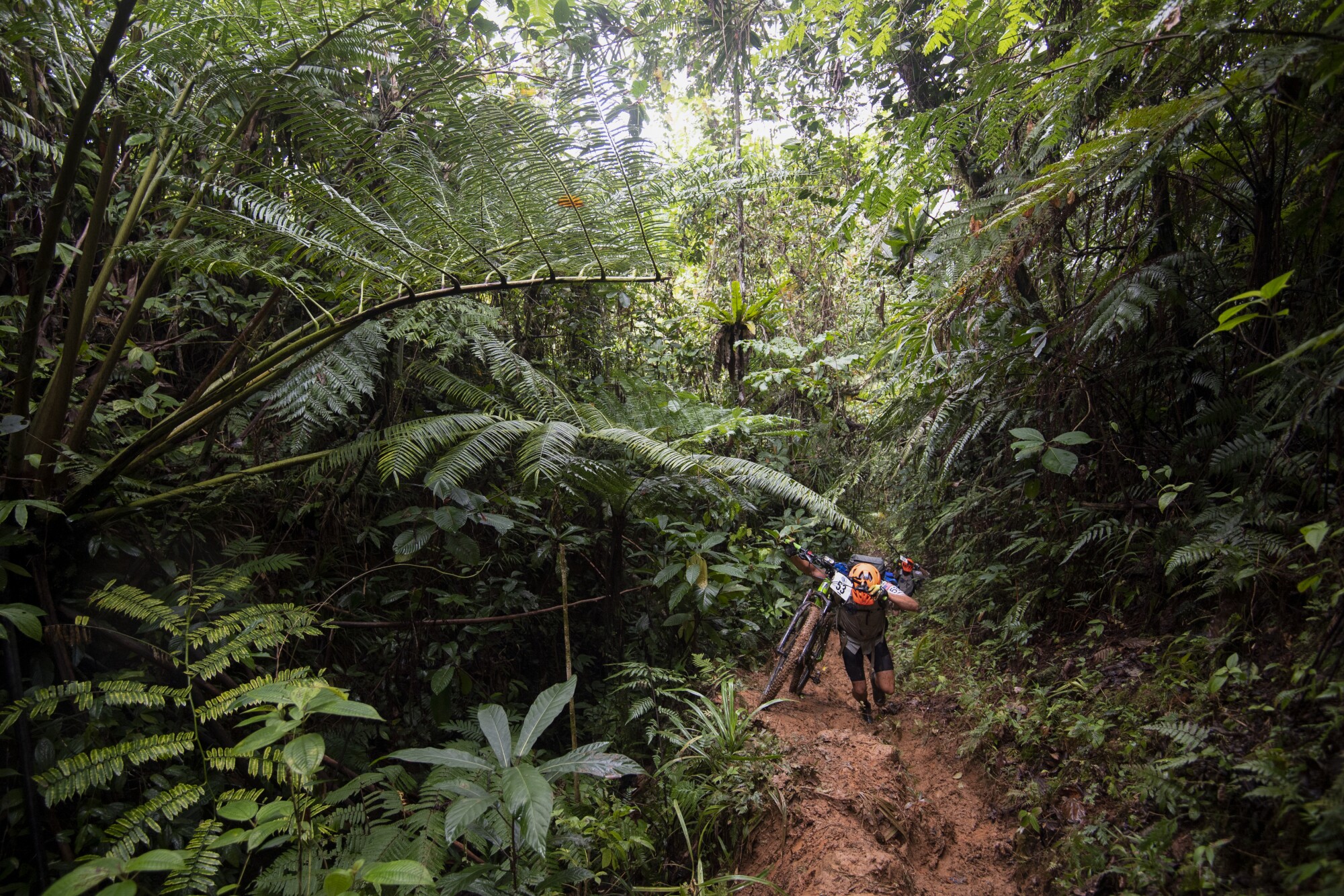 Team Iron Cowboy from the United States during the 2019 Eco-Challenge adventure race in Fiji.