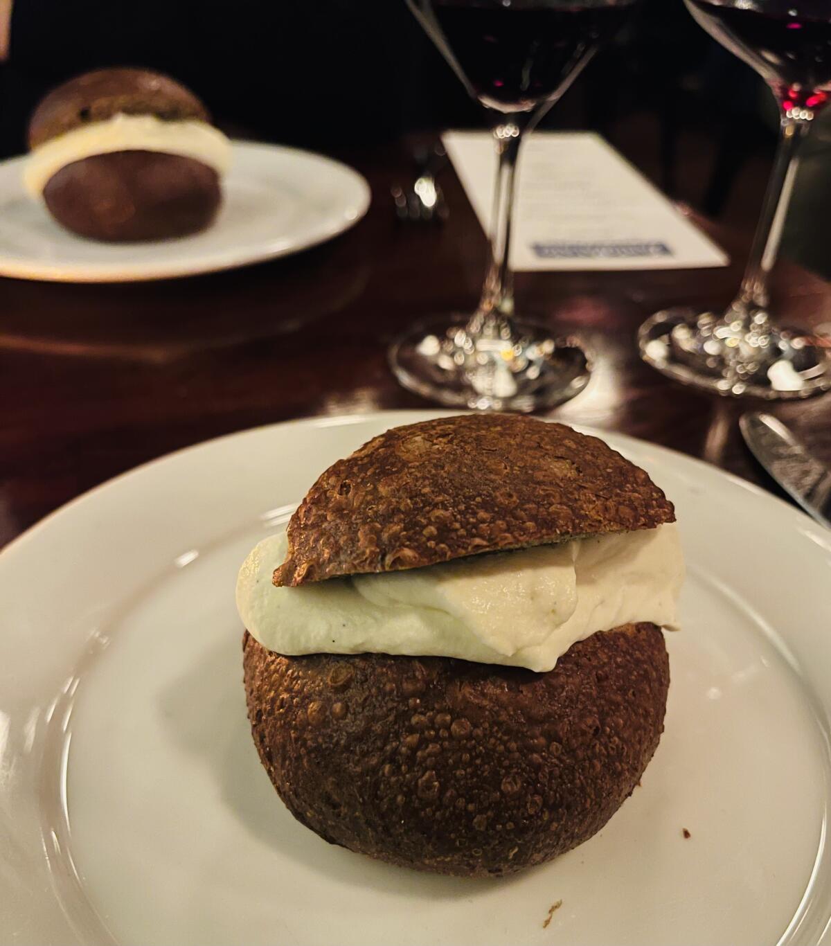 Cream-filled maritozzi made by Santo Palato's Sarah Cicolini for a special dinner at Chi Spacca in Los Angeles.