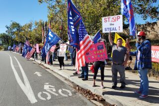 Trump supporters rallied in Poway on Nov. 15, 2020 in support of President Donald Trump's claims of election fraud, which lack evidence.