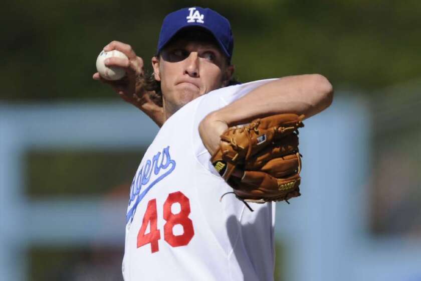 John Ely pitching for the Dodgers in 2010.