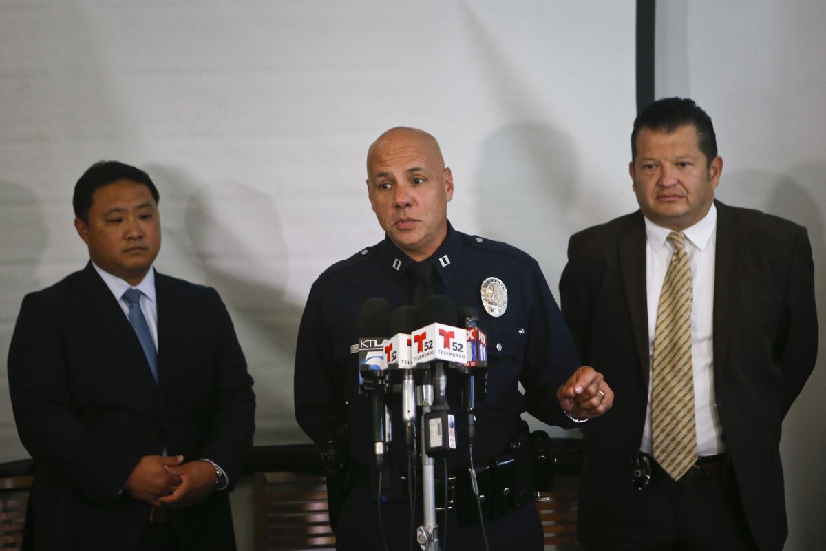 LAPD officers discuss a recent arrest in the killing of 31-year-old Daniel Felix that took place 16 years ago.