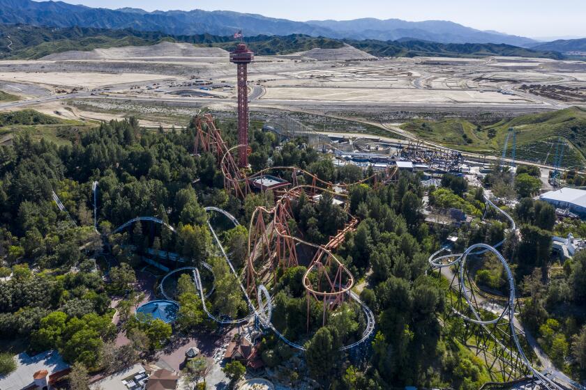 Valencia, CA, TUESDAY, APRIL 21 - Magic Mountain remains closed during the Coronavirus pandemic. (Robert Gauthier / Los Angeles Times)