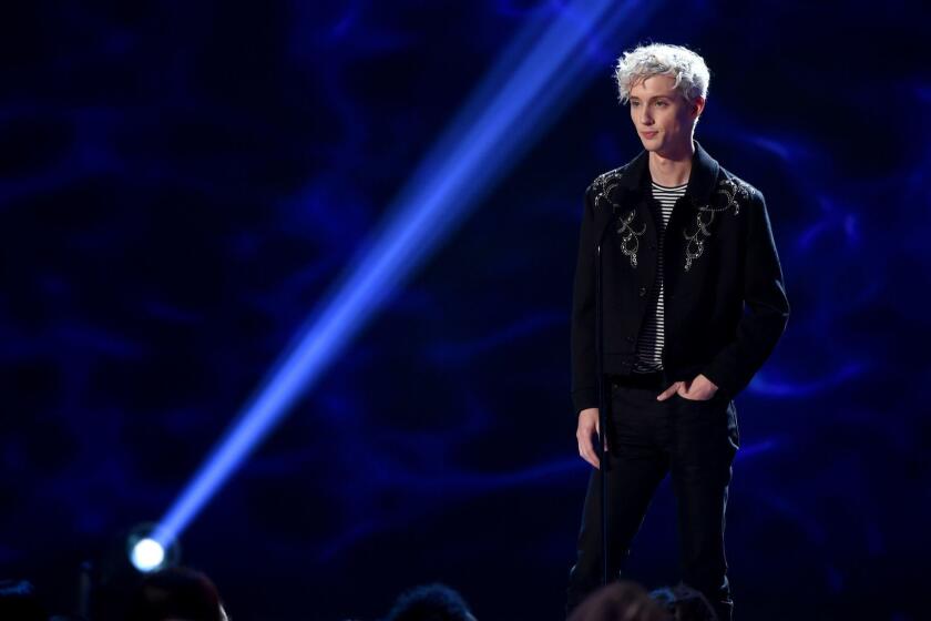 INGLEWOOD, CA - AUGUST 12: Troye Sivan speaks onstage during FOX's Teen Choice Awards at The Forum on August 12, 2018 in Inglewood, California. (Photo by Kevin Winter/Getty Images) ** OUTS - ELSENT, FPG, CM - OUTS * NM, PH, VA if sourced by CT, LA or MoD **