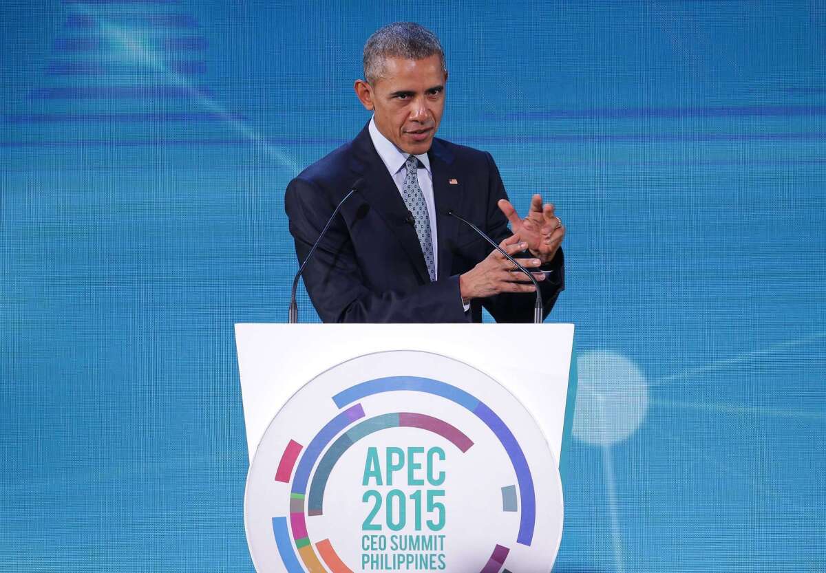 President Obama speaks at the Asia-Pacific Economic Cooperation (APEC) CEO summit in Manila on Nov. 18, 2015.