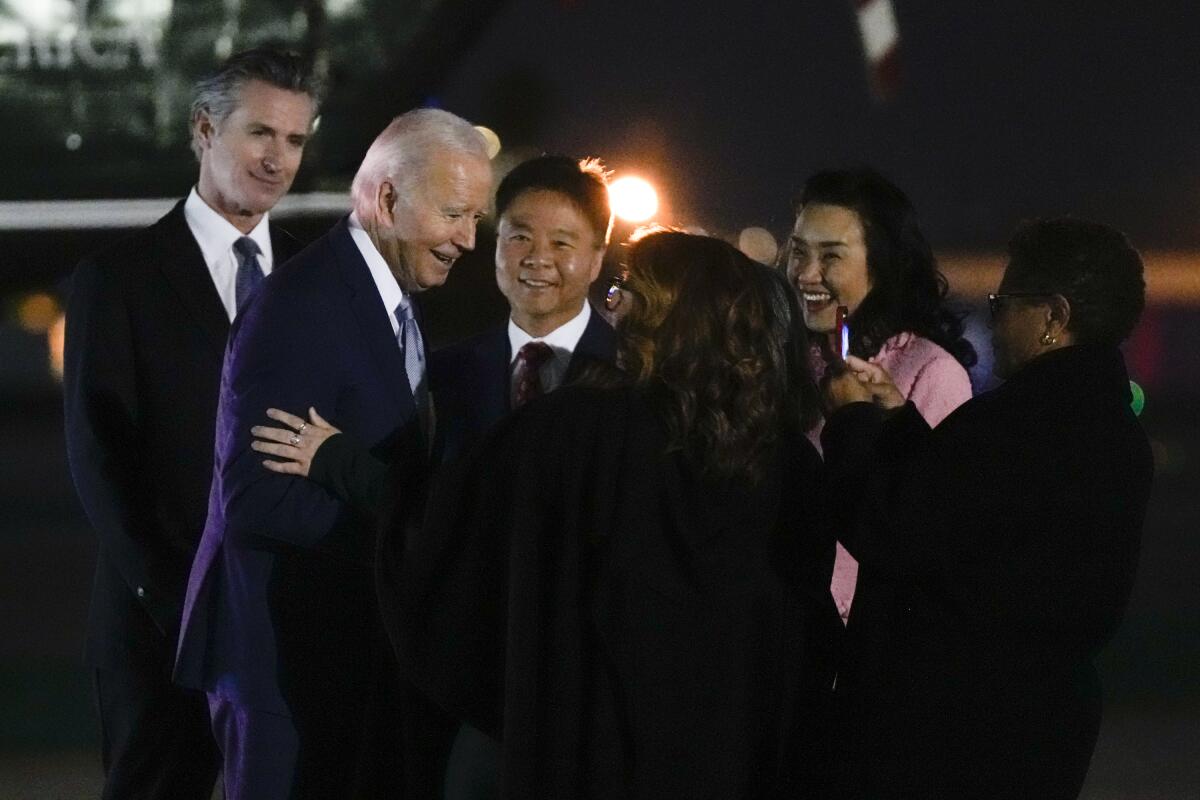 President Biden arrives at Santa Monica Airport.